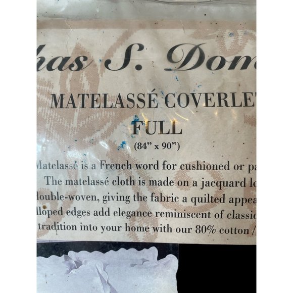 VTG COLCHAS S. DOMINGOS PORTUGAL MATELASSE LIGHT GREEN FULL COVERLET 84" X 90" - Picture 2 of 4